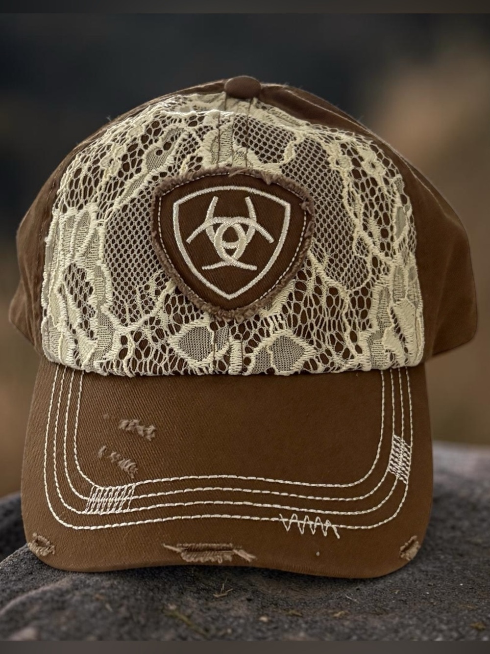 Ariat Brown Cap with Cream Lace Front
